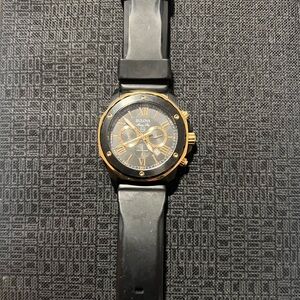 Bulova Elegant Black and Gold Timepiece